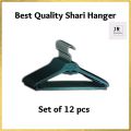 12 PCS Black Plastic Sharee Hanger, Best For Adult Clothing Items, Large Hanger, Durable. 