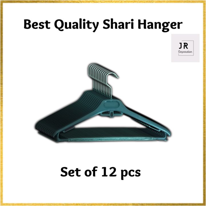 12 PCS Black Plastic Sharee Hanger, Best For Adult Clothing Items, Large Hanger, Durable