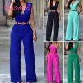 Office Jumpsuit Breathable Straight Pants with Belt Women Rompers. 