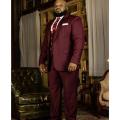 Men Suits Slim Fit 3 Piece Big And Tall Burgundy Suits For Wedding Male Blazer Set Vest Pant Plus Size Full Men's Clothes Outfit.