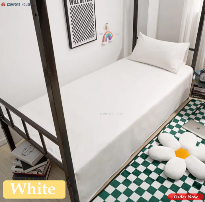 Cotton Bed Sheet (5x6.66Feet) With Matching Pillow Covers - Flat Sheet - Hand Washable