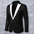 Stylish Suit Jacket Lapel Outerwear Loose Contrast Color Suit Coat Men Blazer Suit Coat Wearhouse. 