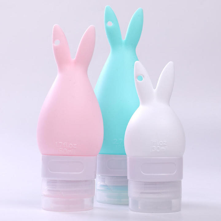 Containers, Leak Proof Squeezable Silicone Tubes, Refillable Travel Accessories for Shampoo Body Wash Liquids Bunny style Portable Travel Bottles, Carry On Approved Toiletries