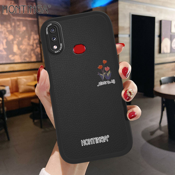 Hontinga for Samsung Galaxy A10S Back Cover PU Leather Simple Colorful Phone Case Soft Silicone Edge Mobile Cover