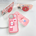 UCUC for Vivo Y19 Back Cover Happy Cute Girl Wavy Phone Case With Free Holder Camera Protection Transparent TPU Soft Cover. 