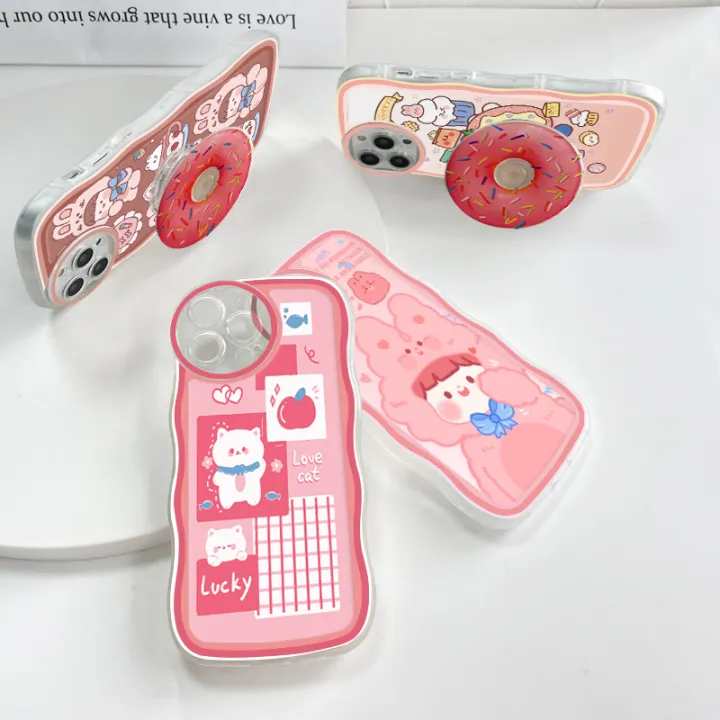 UCUC%20for%20Vivo%20Y19%20Back%20Cover%20Happy%20Cute%20Girl%20Wavy%20Phone%20Case%20With%20Free%20Holder%20Camera%20Protection%20Transparent%20TPU%20Soft%20Cover%20-%20Image%206