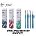 Giorgione 6 pcs Nylon Hair Wooden Handle Detailed Paint Brushes set.