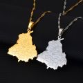 Anniyo 3.2cm India Punjab State Map Pendant Necklace Jewelry #233521.