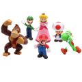 6pcs/set Super Mario Bros PVC Action Figure Toys Dolls Model Set Luigi Yoshi Donkey Kong Mushroom For Kids Birthday Gifts. 