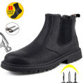 【selevn roind】 Winter Boots Leather Shoes Men Work Safety Shoes Men Indestructible Work Boots Men Safety Boots Steel Toe Shoes Chelsea Boots. 