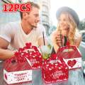 12x Valentine's Day Treat Boxes Portable Paper Box for Dessert Cookie Sweets. 