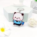 【Hottest Trends】 Schoolbag Ornaments Super Cute Couple Keychain Animal Cartoon Bubu Dudu Panda Bear Keyring Kawaii Sweet Cute Cartoon Bubu Dudu Key Chain School Bag Accessories. 