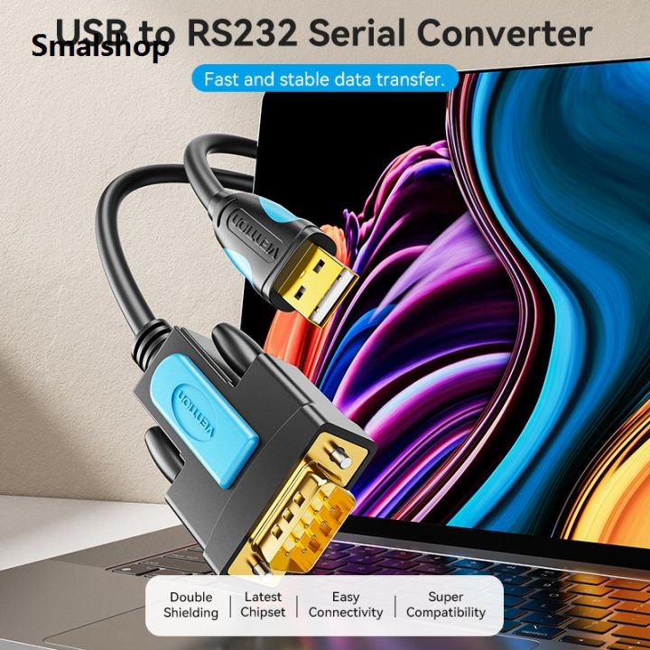 Smalshop Vention USB to RS232 Serial Converter Compatible with Windows 8/8.1/10/11 macOS Linux Connect computer printer
