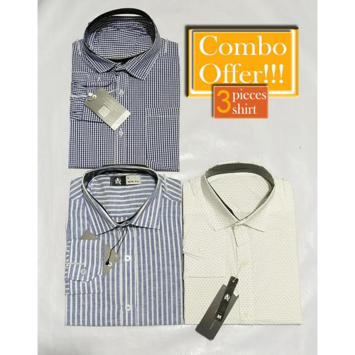 Men's 3 picece Combo pack formal Shirt.