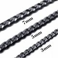 USENSET Cuban Link Chain Black Color Stainless Steel Necklace Tone Punk Charm Jewelry 3MM 5MM 7MM. 