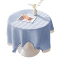 Lace blue tablecloth, ins style, high-quality round table, square table, coffee table, bedside table, desk, photo background, tablecloth. 