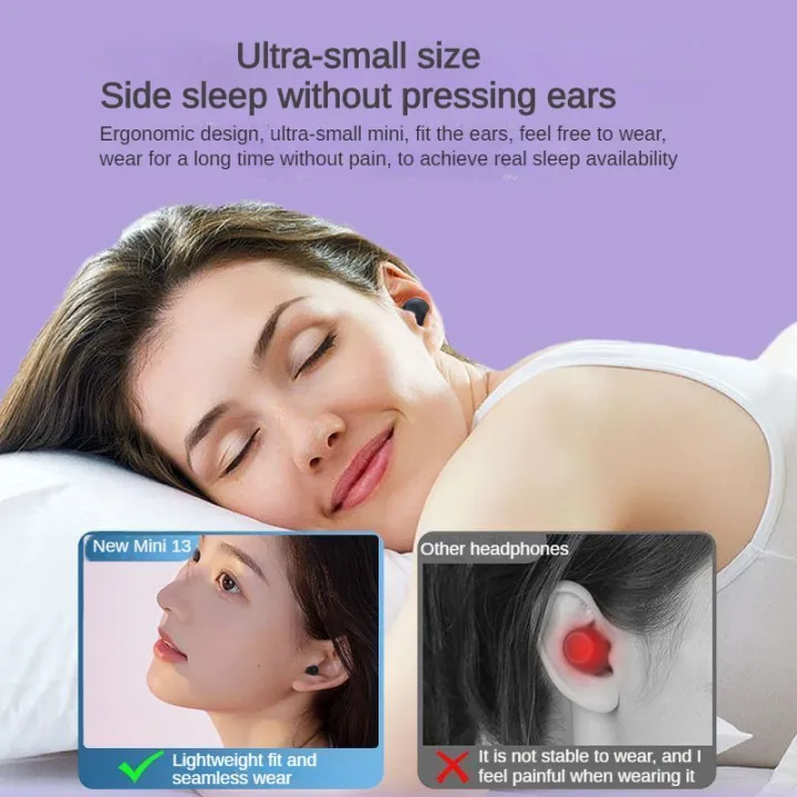 Lesson Invisible New Invisible High Sound Quality Wireless Bluetooth Headset Mini Ultra Sleep Noise Cancelling Work And On. 