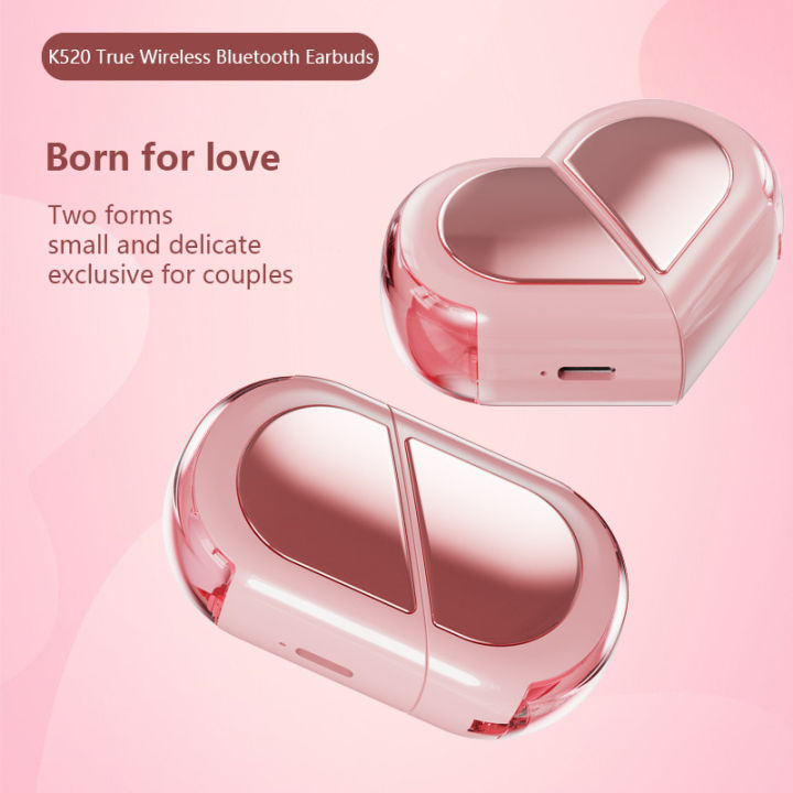 Olige for New K520 transformable cute heart-shaped Bluetooth earphones, compact and three-dimensional Bluetooth earphones