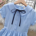 Girls Summer Dress 2023 New Foreign Style College Style Thin Summer Short Sleeve Little Girl Children's Skirt. 