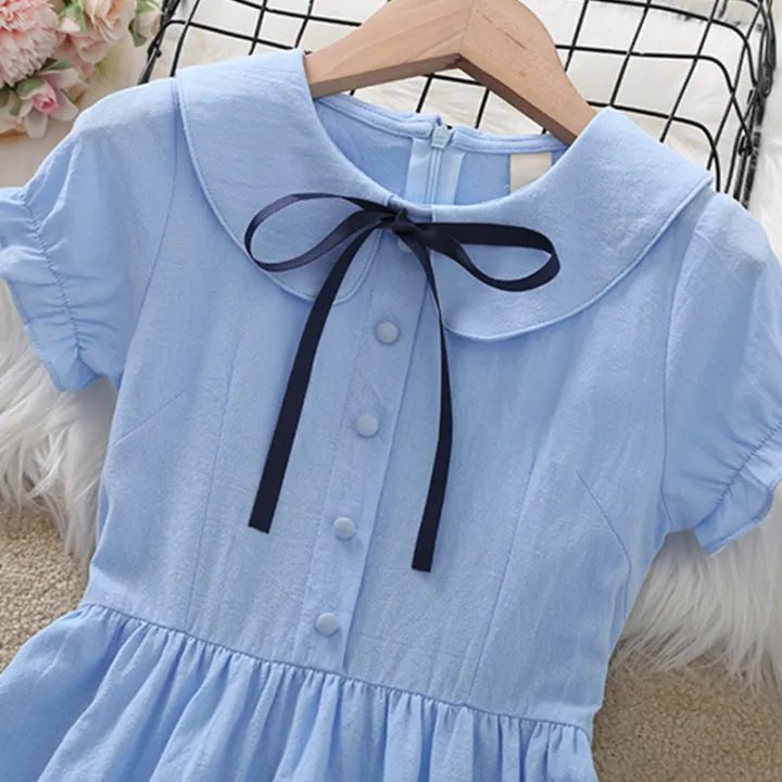 Girls%20Summer%20Dress%202023%20New%20Foreign%20Style%20College%20Style%20Thin%20Summer%20Short%20Sleeve%20Little%20Girl%20Children's%20Skirt%20-%20Image%204