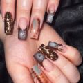 y2k Nails Five-pointed Star Pattern False Nails Halloween Style Long Coffin Ballet Press on Nails For Girl Full Cover Wearable. 