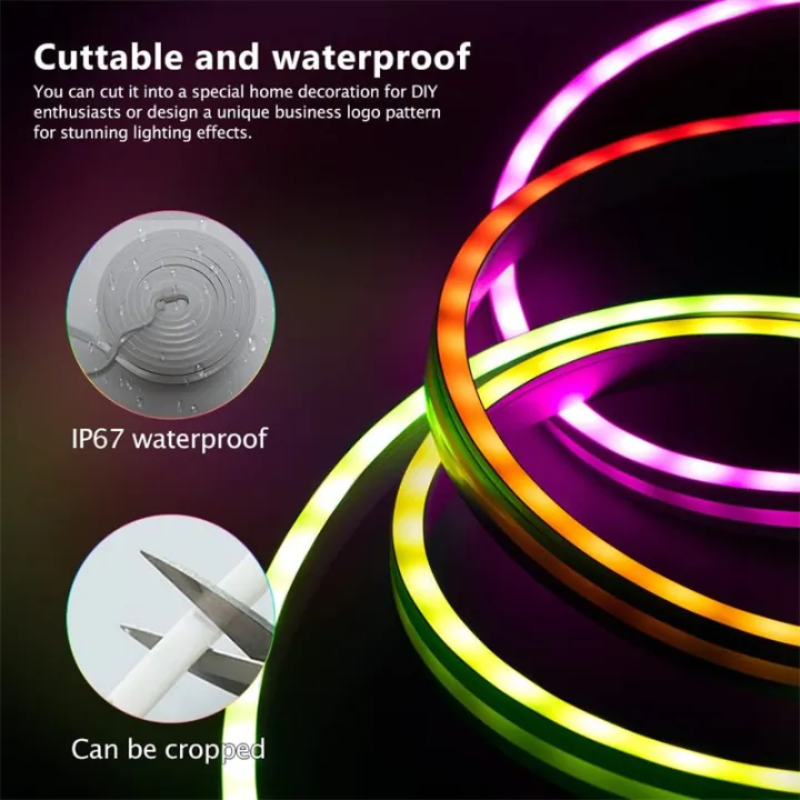 TUYA%20Neon%20LED%20Strip%20Lights%2012-24V%2084LEDs/M%20Silicone%20Neon%20Rope%20Light%20with%20Music%20Sync%20RGBIC%20Dreamcolor%20Chasing%20Strip%20Tape%20for%20Room%20-%20Image%204