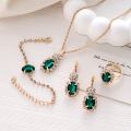 Four Piece Jewelry Set, Fashionable and Versatile with Diamond Embellishments, Oval Necklace, Ring, Bracelet, Earrings, Suitable for Women and Girls. 