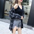 Plaid Shirt Women's Spring and Autumn Thin Korean Style Loose Versatile Long Sleeve Shirt Sun Protection Coat.