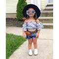 2PCS Baby Girls Off Shoulder T-shirts Tops+ Denim Shorts Outfits AU. 