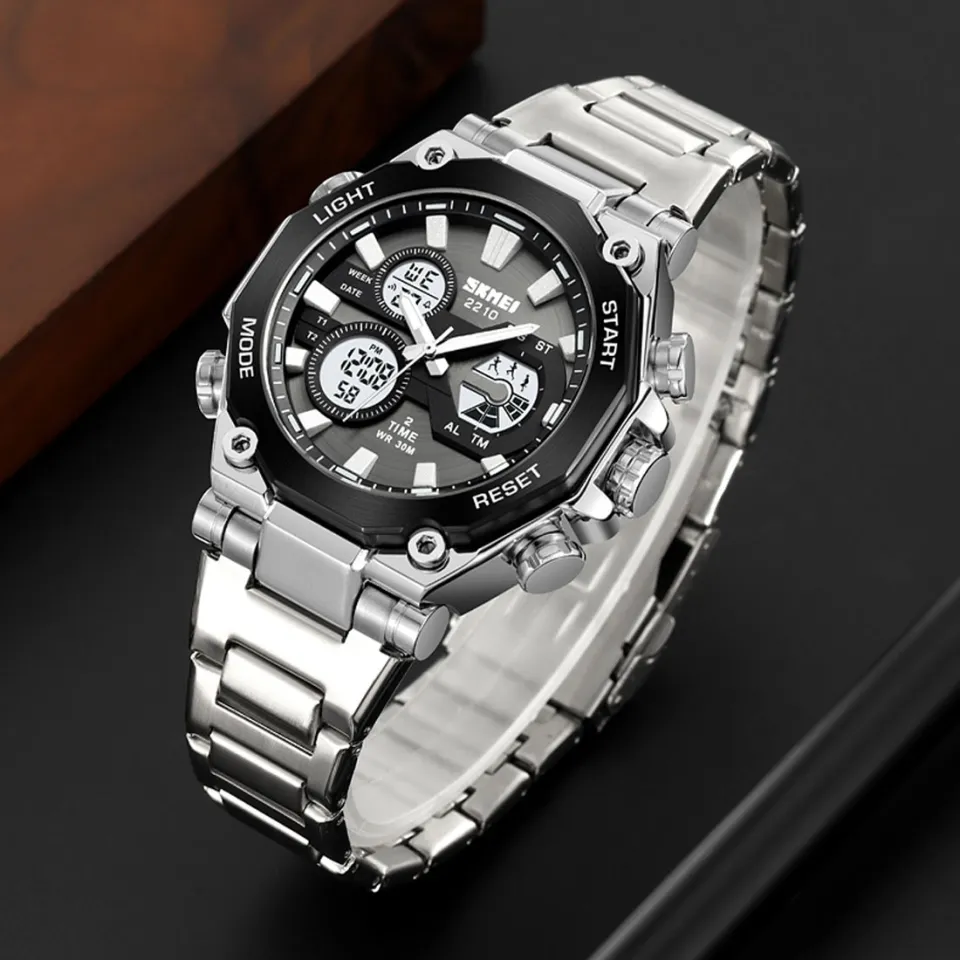 SKMEI 2210 Latest Model Dual Time LED Display Luminous Hands Watch