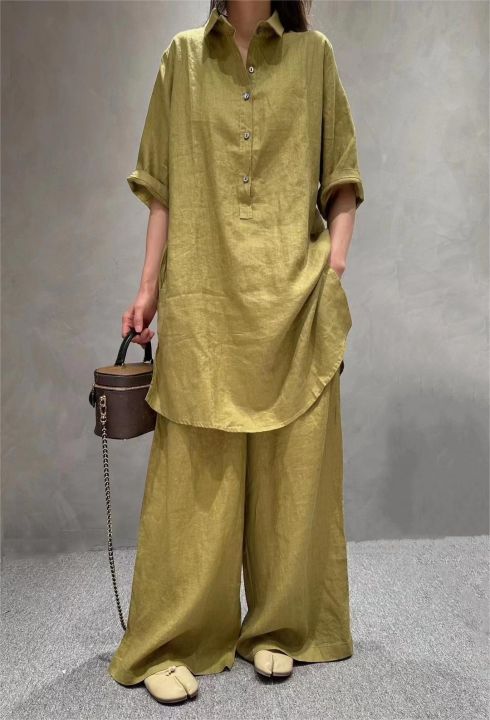 Woman%E2%80%99s%20Solid%20color%20mid-length%20shirt%20women%20summer%20new%20fashion%20loose%20casual%20suit%20-%20Image%205