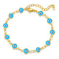1 pc Luck Evil Eye Bracelets For Women Men Jewelry Gold Color Link Chain Colorful Enamel Bacelet 19.2cm Long. 