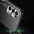 For OPPO Reno5 Pro+ 5G/Reno5 Pro Plus 5G Electroplated Metal Back Panel Soft TPU Bumper Double Shockproof Protective Cover Compatible case.