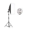 Professional 4-in-1 E27 Lamp Holder Studio Softbox Light Kit (Black) with 60x60cm Stand Included for Lighting Mastery. 