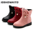 Girls Princess Boots Kids Ankle Boots Lace with Bow-knot Sweet Warm Cotton Children Rubber Boots Fur Lining Snow Boots Shoes New. 