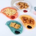 1/3/5Pcs Mango Shaped Dumpling Plate / Creative Divided PP Tray / Snack Dipping Sauce Platter /Seasoning Dish / Household Fruit Plates Kitchen Tableware.