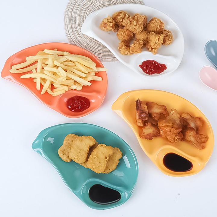 1/3/5Pcs Mango Shaped Dumpling Plate / Creative Divided PP Tray / Snack Dipping Sauce Platter /Seasoning Dish / Household Fruit Plates Kitchen Tableware