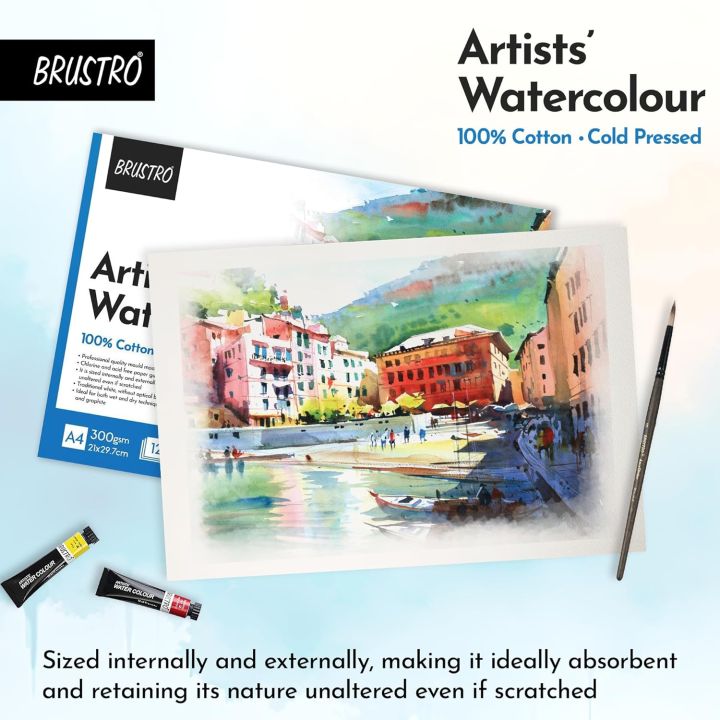 BRUSTRO%20Artist%20100%25%20Cotton%20Watercolour%20Pad%20Cold%20Pressed%20300%20GSM%20A4-12%20Sheets%20-%20Image%204