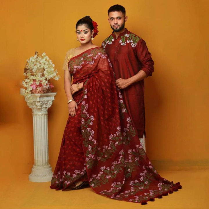 Exclusive%20Designer%20Dhupiyan%20Saree%20And%20Dhupiyan%20Panjabi%20For%20Combo%20Couple%20Dress-%20Saree%20&%20Panjabi%20Set%20-%20Sari%20-%20Sari%20-%20Image%202
