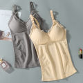 Pregnant women's long front open button breastfeeding vest, postpartum suspender with lace as a base for breastfeeding, no need to wear bra, thin style. 