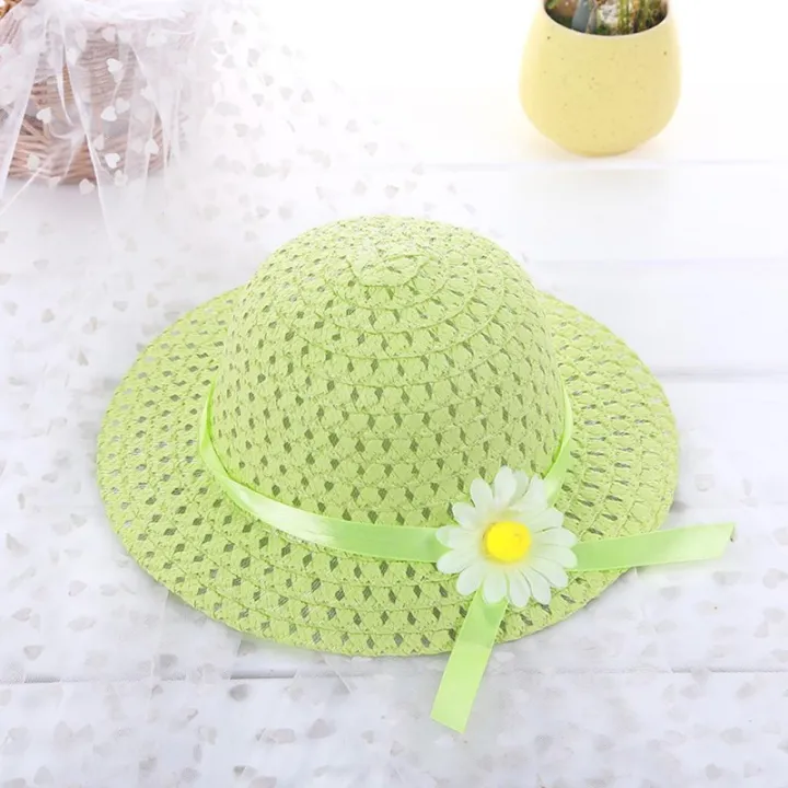 Sagit%20Baby%20Kids%20Girl%20Summer%20Floral%20Flower%20Straw%20Visor%20Sun%20Hat%20Beach%20Hats%20-%20Image%204