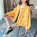 Purple/Yellow/Pink Candy Colors Denim Jacket Women Spring Autumn Short Daisy Embroidered Student Tops Jeans Jacket Coat Womens. 