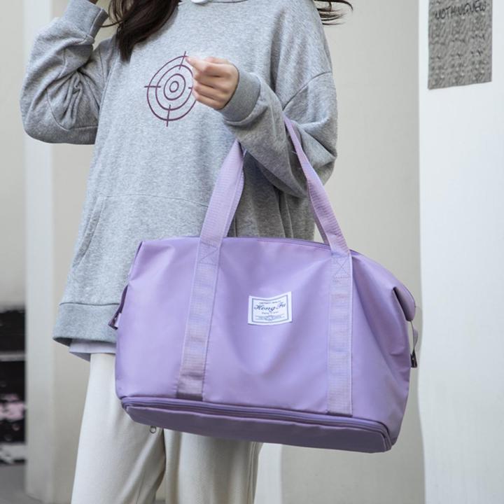 New Folding Storage Travel Bag Portable and Fashion Gym Bag Expandable Large Capacity with Shoe Compartments Nylon Luggage Bag