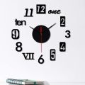 DIY Wall Clock - Modern 3D Mirror Wall Clock Decor,Roman Numerals Clock - Wall Sticker Clock Home Room Decor Black. 