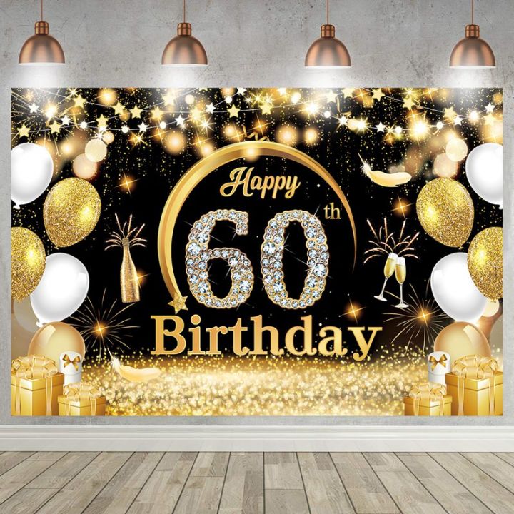 Happy 60th Birthday Backdrop Background Banner For Man Woman