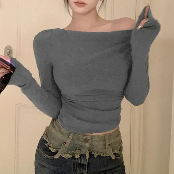 %E3%80%90Hot%20deal%E3%80%91%20Autumn%20Hottie%20Off%20Shoulder%20T-shirt%20Women%20Solid%20Color%20Long%20Sleeve%20Chic%20Crop%20Tops%20-%20Image%205