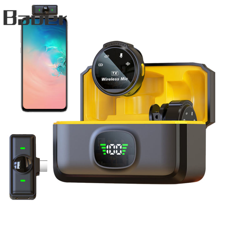 Baoer J6 Wireless Lavalier Microphone Magnetic Lapel Noise Reduction Microphones With Digital Display Charging Case For Recording Interview