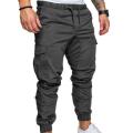 Men Casual Solid Colorckets Waist Drawstring Ankle Tied Skinny Cargo Pants celana panjang pria salopette homme Trendy.