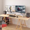 TV PC Desktop Modern Computer Monitor Stand Screen Riser-White-Black-Walnut color-HR Crafts. 