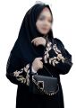 Embrace the elegant design embroidery work on hand maymuna borka without hijab. 
